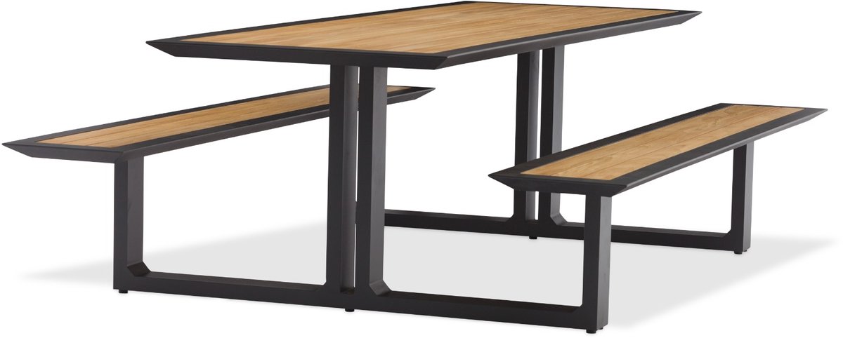 Arizona picknicktafel 240 x 164 cm. - Aluminium/Teak