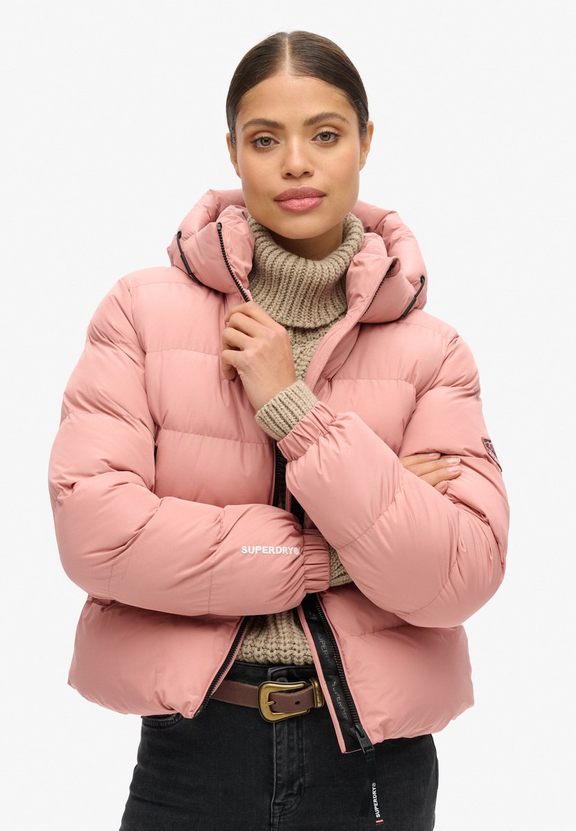 Superdry Sports pufferjas met capuchon Dames Gewatteerde jassen Ash Rose