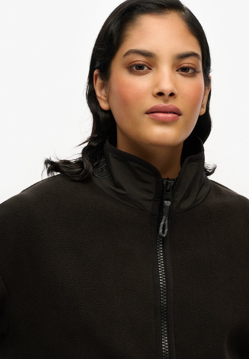 Superdry Active fleecetrui met halve rits Dames Truien Zwart