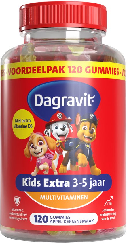 Dagravit Kids Paw Patrol Multivitaminen 3-5 jaar - Vitamine C en Zink ondersteunen het immuunsysteem - Voordeelverpakking - 120 gummies