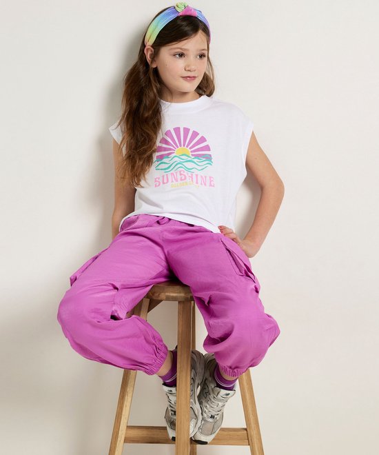 Meisjes Cargo Broek Elastisch Hoge Taille met Flap Pockets Manchet Enkel Tiener Meisjes Werk Bottom Broek Reizen Dans Roze 130 voor 7-8 Jaar