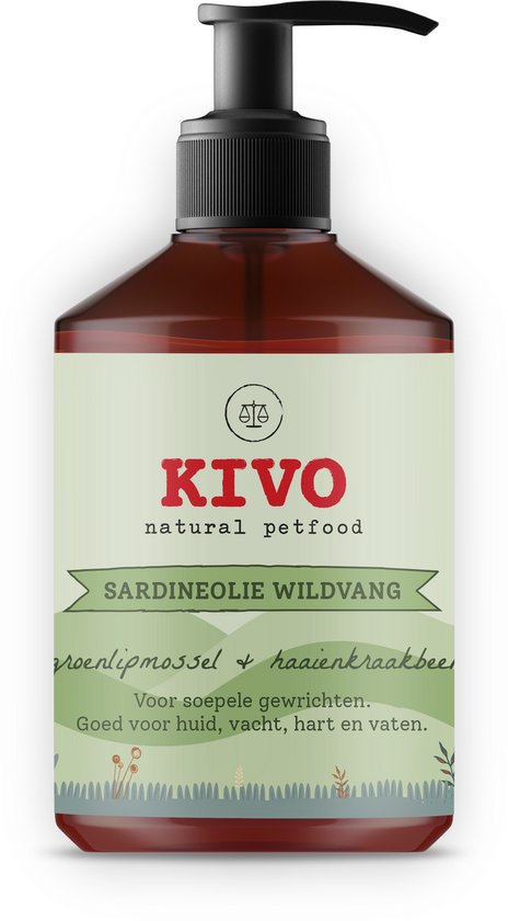 Kivo Petfood - Supplement Sardineolie Groenlipmossel & Haaikraakbeen 500 ml - Met dosseerpompje