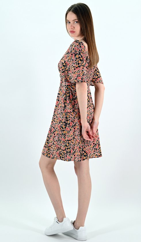 YesMooi - Mini -robe à imprimé floral - Col en V et dos nu - M (38) - Rose | Orange | Beige