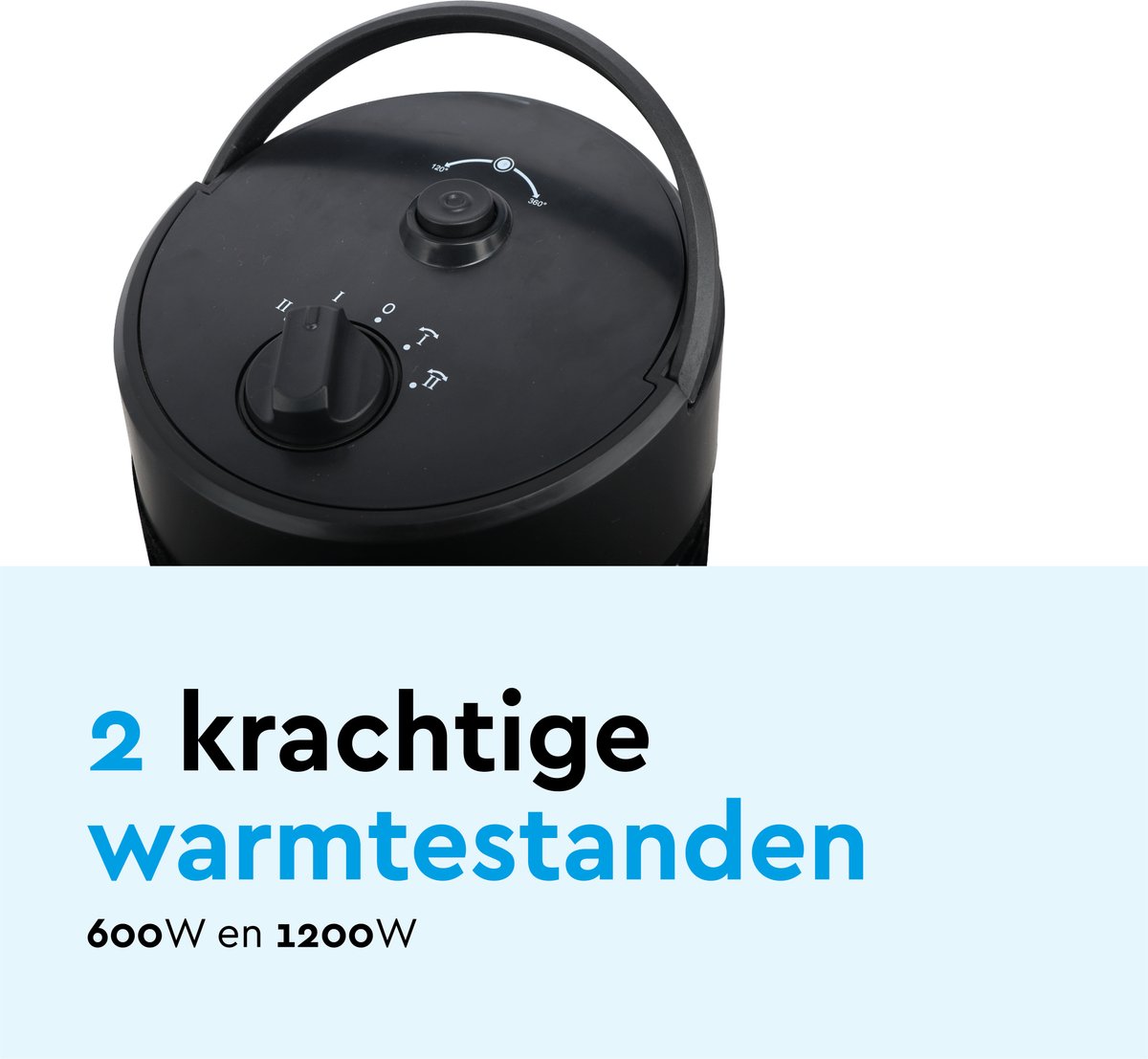 BRASQ Elektrische Terrasverwarmer staand – Tafelmodel - 1200 watt - 2 Warmtestanden – met Zwenkfunctie - Infrarood Heater – Spatwaterdicht - Verwarming Voor Binnen en Buiten - Zwart – foto 4