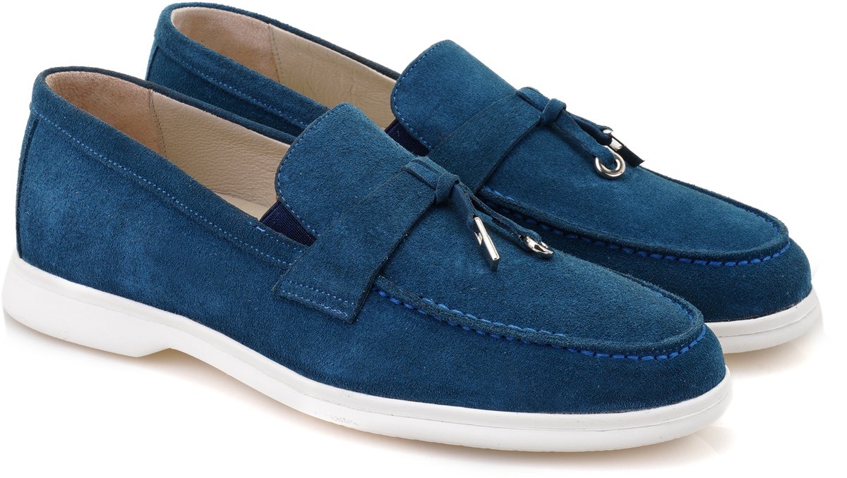 Desa Lage schoen Leer Blauw Mannen Schoenpunt: Ronde Maat: 42 EU