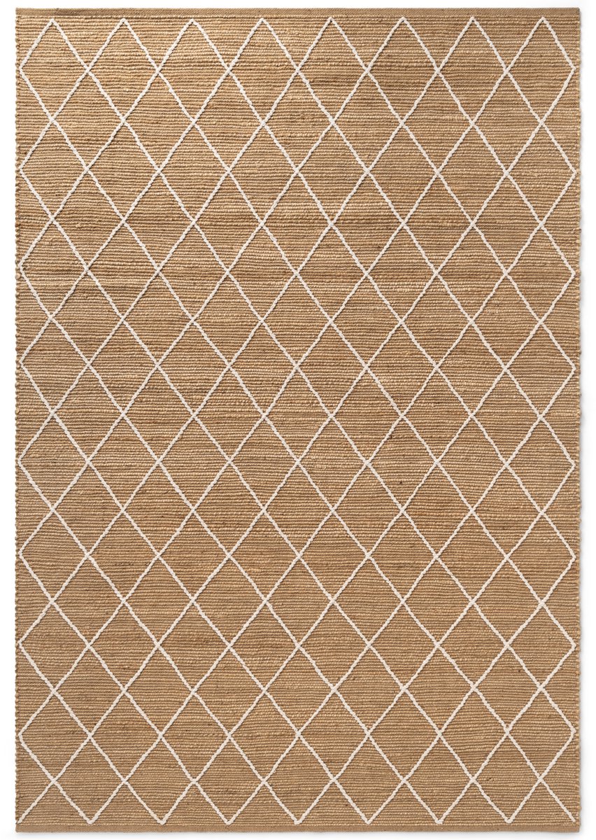 flycarpets Laagpolig Vloerkleed Kunu Jute - Naturel / Goud / Wit 160x230 cm