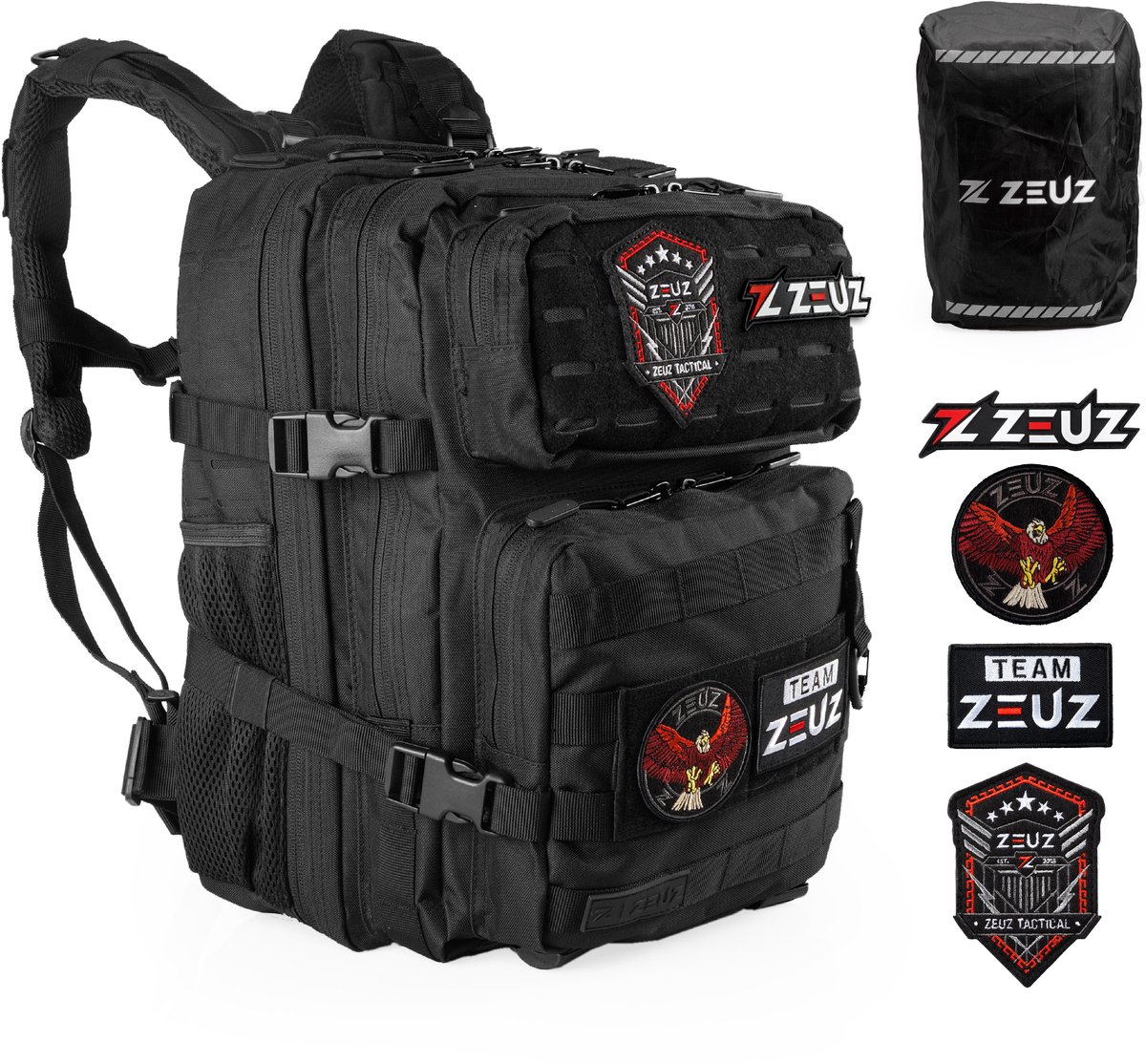 ZEUZ Tactical Rugzak Dames & Heren voor Fitness & CrossFit – Backpack - Sporttas - Militaire Army Bag - Sport Tas – 25 Liter - Zwart
