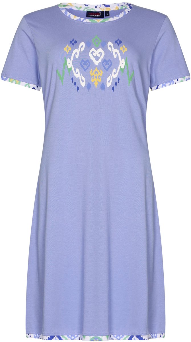 Rebelle Dames Nachthemd Rebelle - Ikat - Bio Katoen - Lila paars