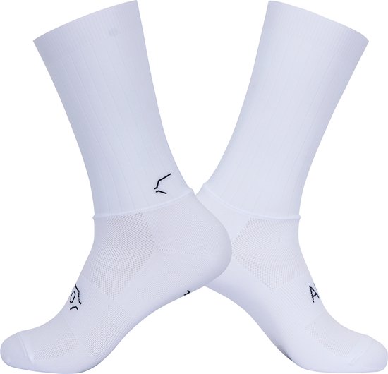 Airoman.cc - Airo 'Signature' - Chaussettes Aero AS - Wit - Taille S (36-40) - Cyclisme/VTT/Gravel/Contre-la-montre