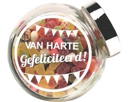 Snoeppot Gevuld met Tum Tum Snoep | Tekst: 'Van Harte Gefeliciteerd' | Verjaardag Cadeau Man/Vrouw | Gefeliciteerd Geschenk | Geslaagd cadeau | Jubileum | Promotie