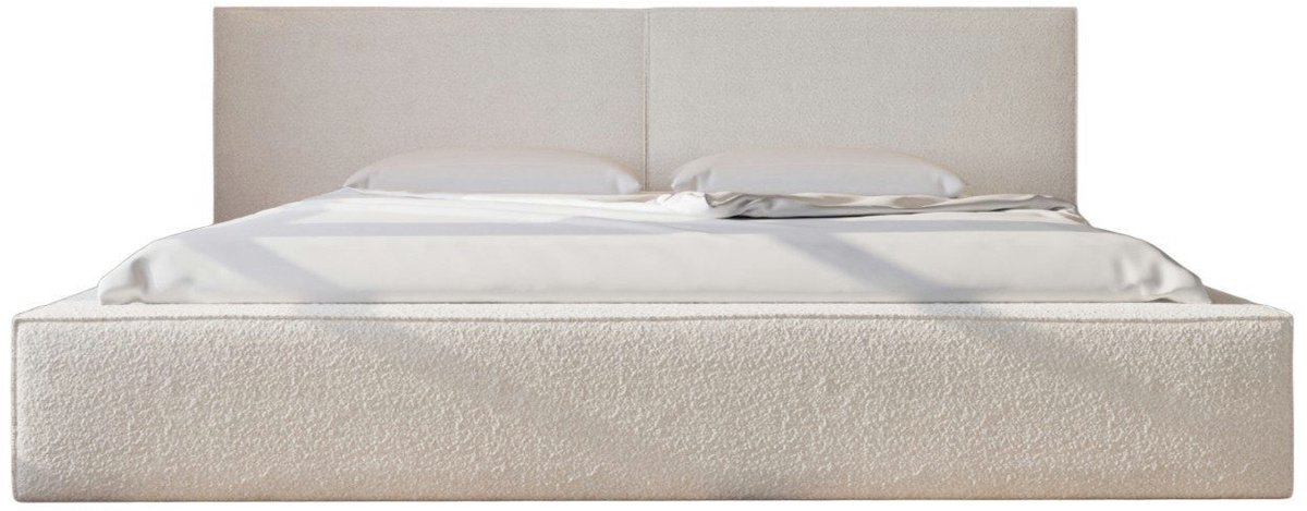 AJE Meubles B.V. Bed 06 - Gestoffeerd tweepersoonsbed met bouclé overtrek - 140x200 cm - Elegant en comfortabel - Wit (Anthology 1)