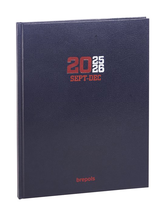 Agenda Brepols 2025-2026 - Semaine 16 mois A4 - COLLÈGE - Agenda scolaire - 1 semaine sur 2 pages - Couverture rigide - Aperçu hebdomadaire - Blauw - 21 x 27 cm