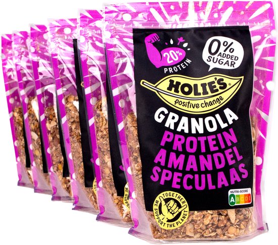 Holie's Granola Protein Amandel Speculaas 6x 350gr - ontbijtgranen - suikervrij - gezond - vegan