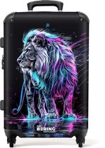 NoBoringSuitcases.com® - Grande valise Lion - Cyberpunk - Mystique - Bagage - Valise de voyage - Valise chariot - Valises 67cm