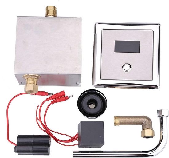 Wandgemonteerd urinoir Automatische sensor urinoir toilet, automatische urinoirs spoelset met sensorspoelklep, slimme contactloze kraan roestvrijstalen urinoir (set B