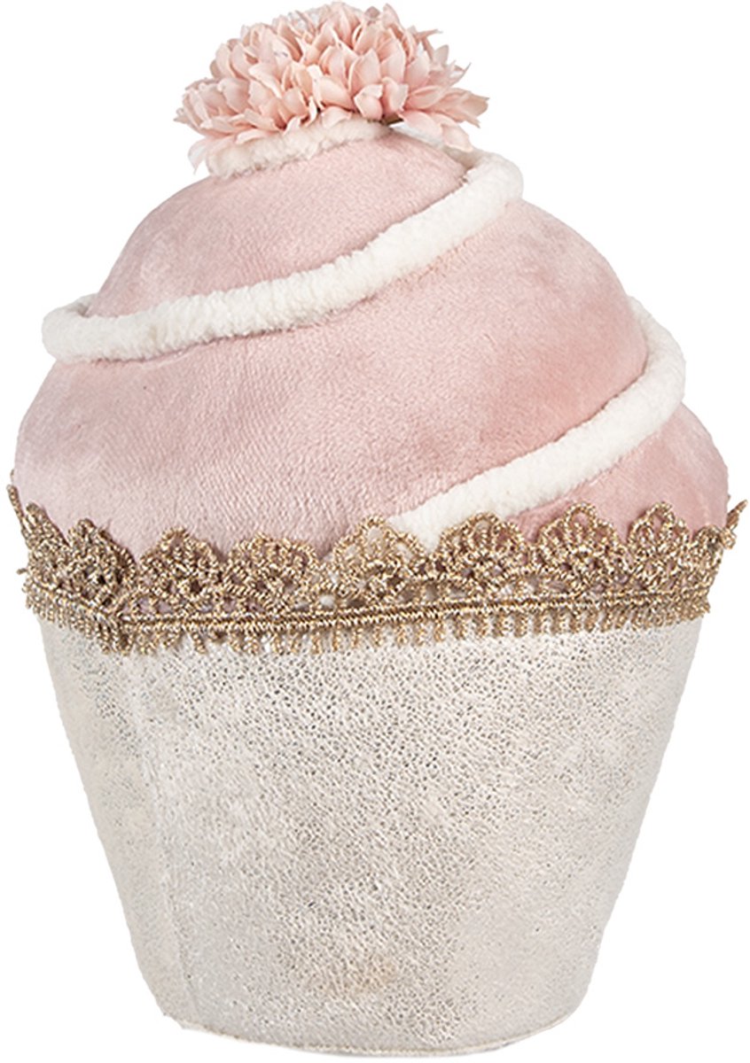 Decoratie Beeld Cupcake Ø 11x16 cm Roze Textiel