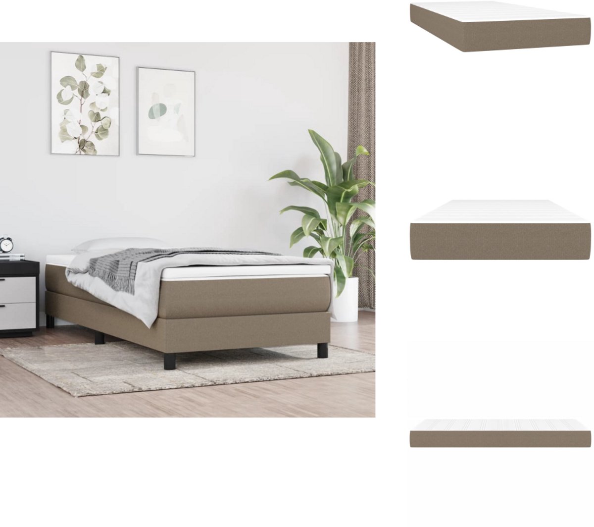 vidaXL Pocketveringmatras - Pocketveringmatrassen - Matras - Pocketvering Matras - Pocketveringmatras 120x190x20 cm stof taupe