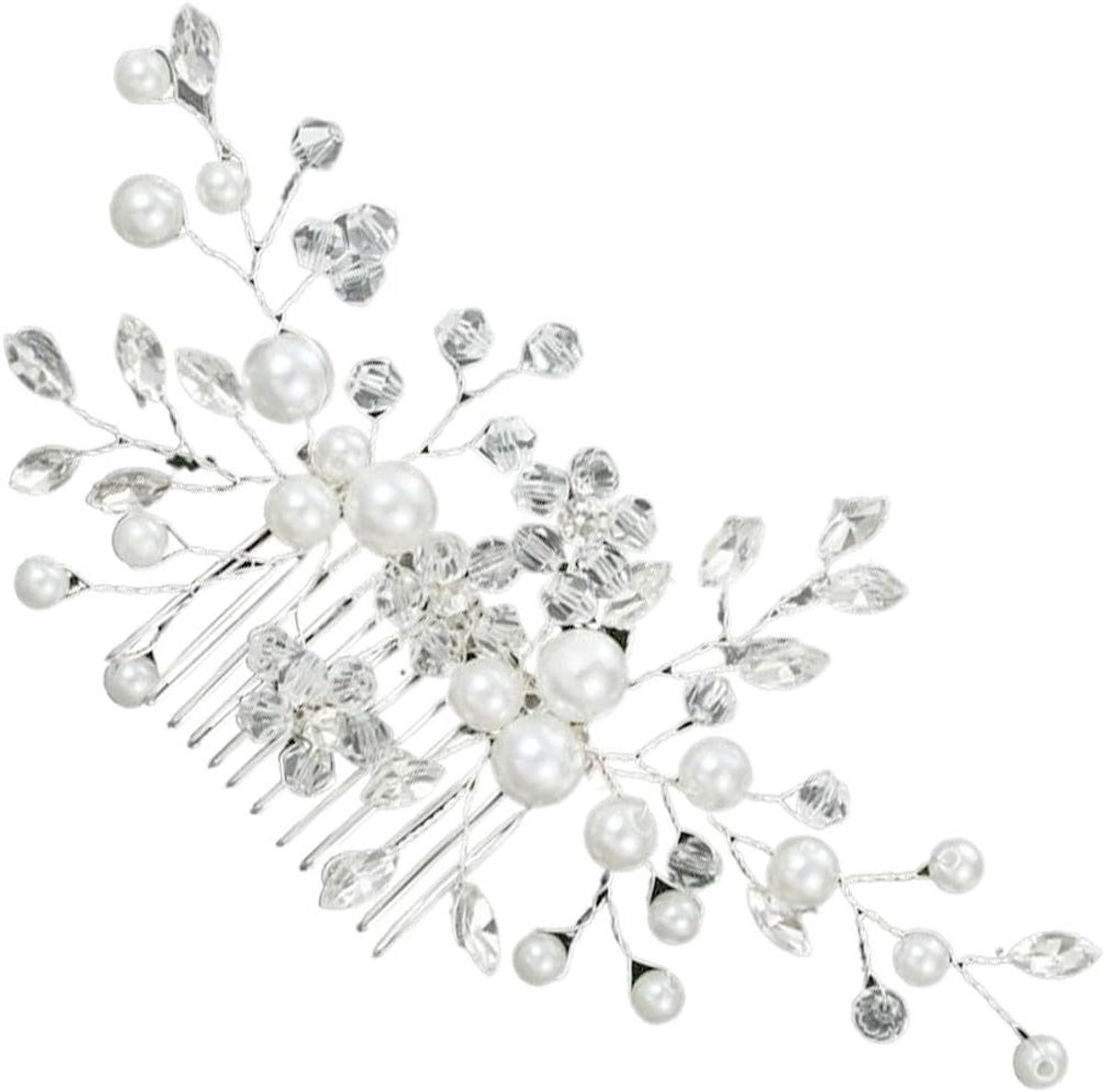 Image of 1 stuks kristallen bruidshaarclip voor bruid - parelbloemspelden decoratieve haarband voor bruiloftsfeest