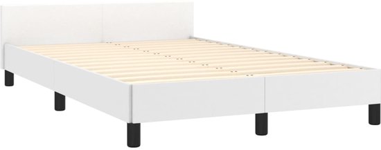 vidaXL Cadre de lit avec tête de lit Simili cuir Blanc 120x200 cm - Cadre de lit avec tête de lit - Encadrements de lit avec têtes de lit - Cadre de lit - Lit