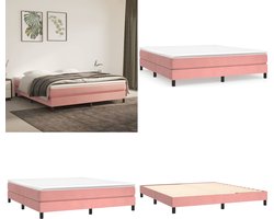 vidaXL - Boxspring - bed - fluweel - roze - 160x200 - cm