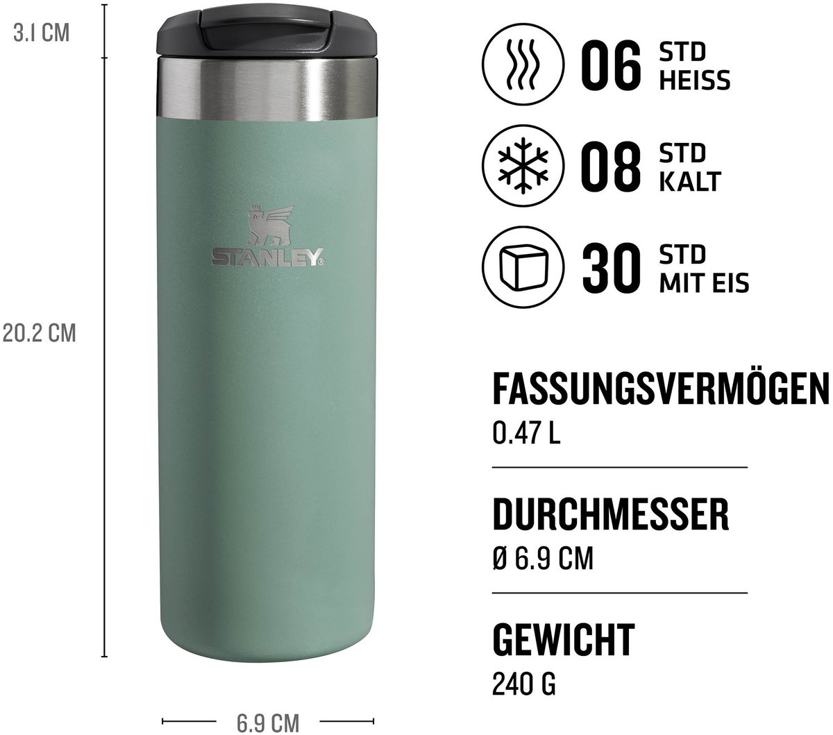 mug auto isolatiebeker, thermobeker, reisbeker, 700 ml, met dubbelwandige vacuüm van