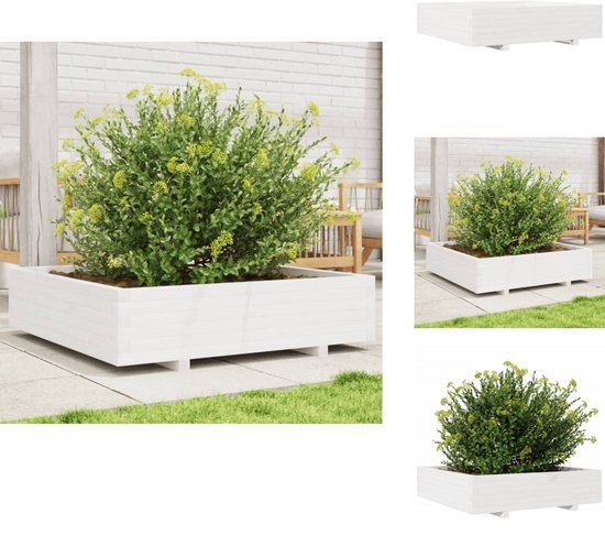 VidaXL Plantenbak verhoogd met 4 potten poly rattan wit kopen