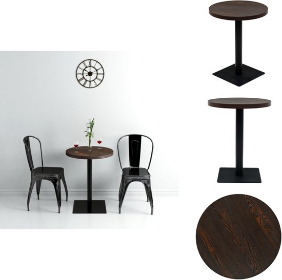 Table de bistrot ronde vidaXL 60 x 75 cm MDF et acier couleur frêne foncé - Table de bar - Tables de bar - Table de bistrot - Tables de bistrot