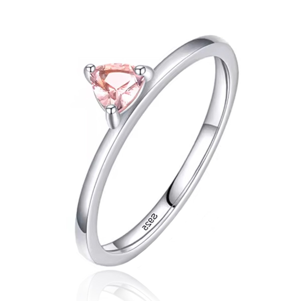 Elenza Sterling .925 Zilveren Ring met Driehoekige Roze Steen-17mm