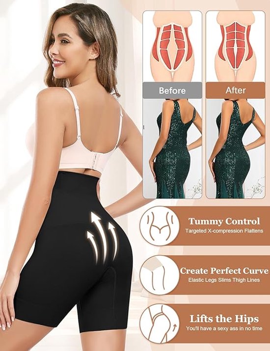 De Millennials Shapewear voor billen, buik en benen Zwart XL/XXL| Corrigerend ondergoed | Seamless ondergoed | Dames |Afslankbroek |High waist ondergoed |Ultradun |Tummy control |