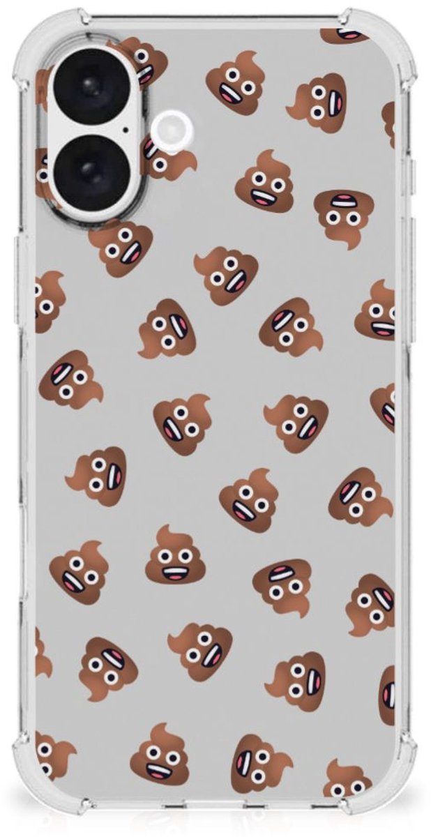 Doorzichtige Silicone Hoesje voor iPhone 16 Plus Poep Emojis