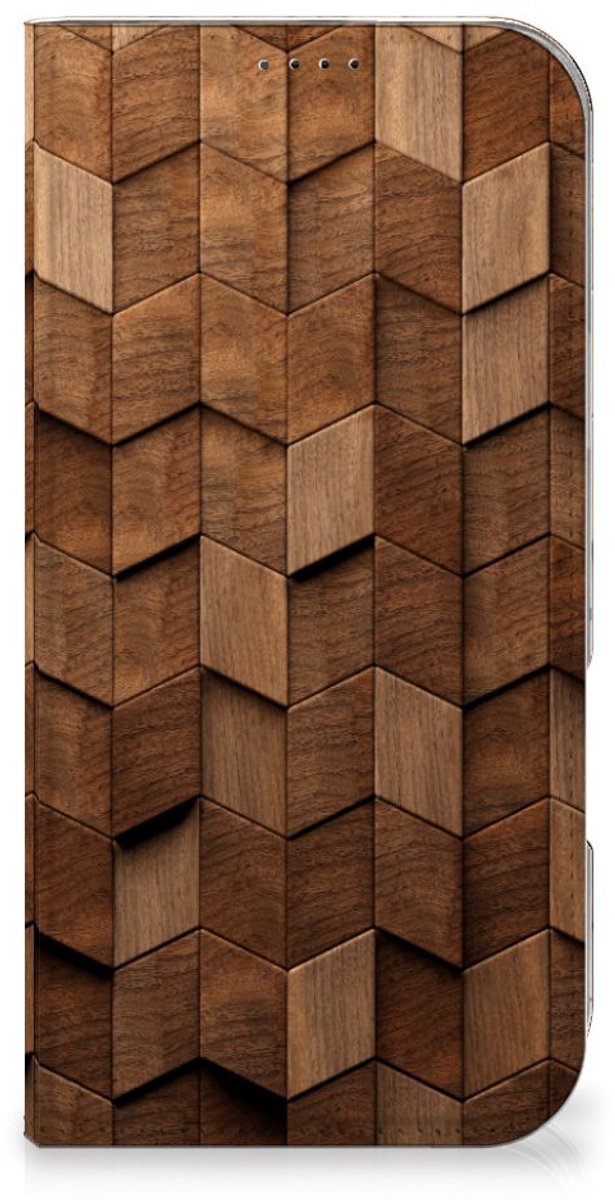 Book Wallet Case voor iPhone 16 Pro Max Wooden Cubes