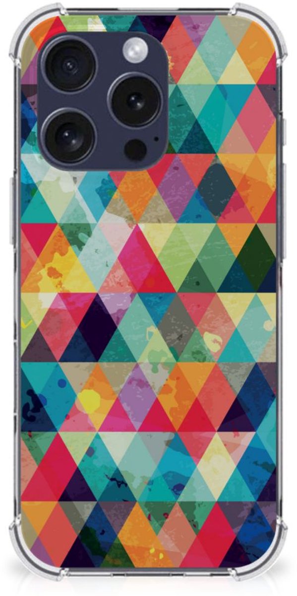 iPhone 16 Pro Doorzichtige Silicone Hoesje Geruit