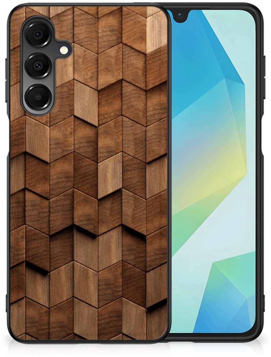 Houten Print Telefoonhoesje voor Samsung Galaxy A16 5G/4G Wooden Cubes