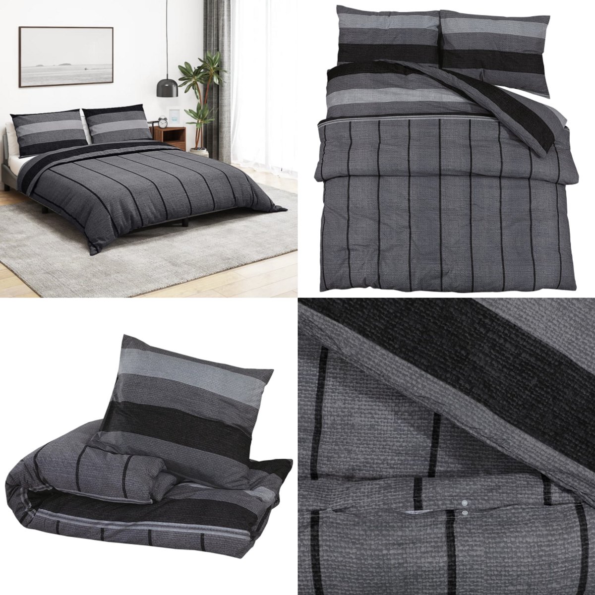 vidaXL Dekbedovertrekset 200x200 cm katoen donkergrijs - Dekbed - Dekbedden - Dekbedovertrek - Overtrek