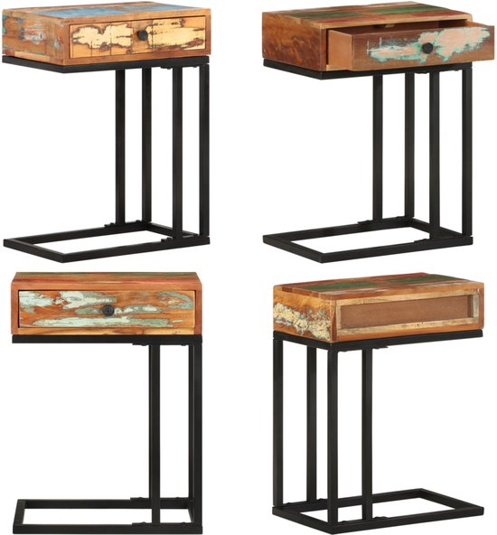 vidaXL Bijzettafel C-vormig 42x40x50 cm massief acaciahout