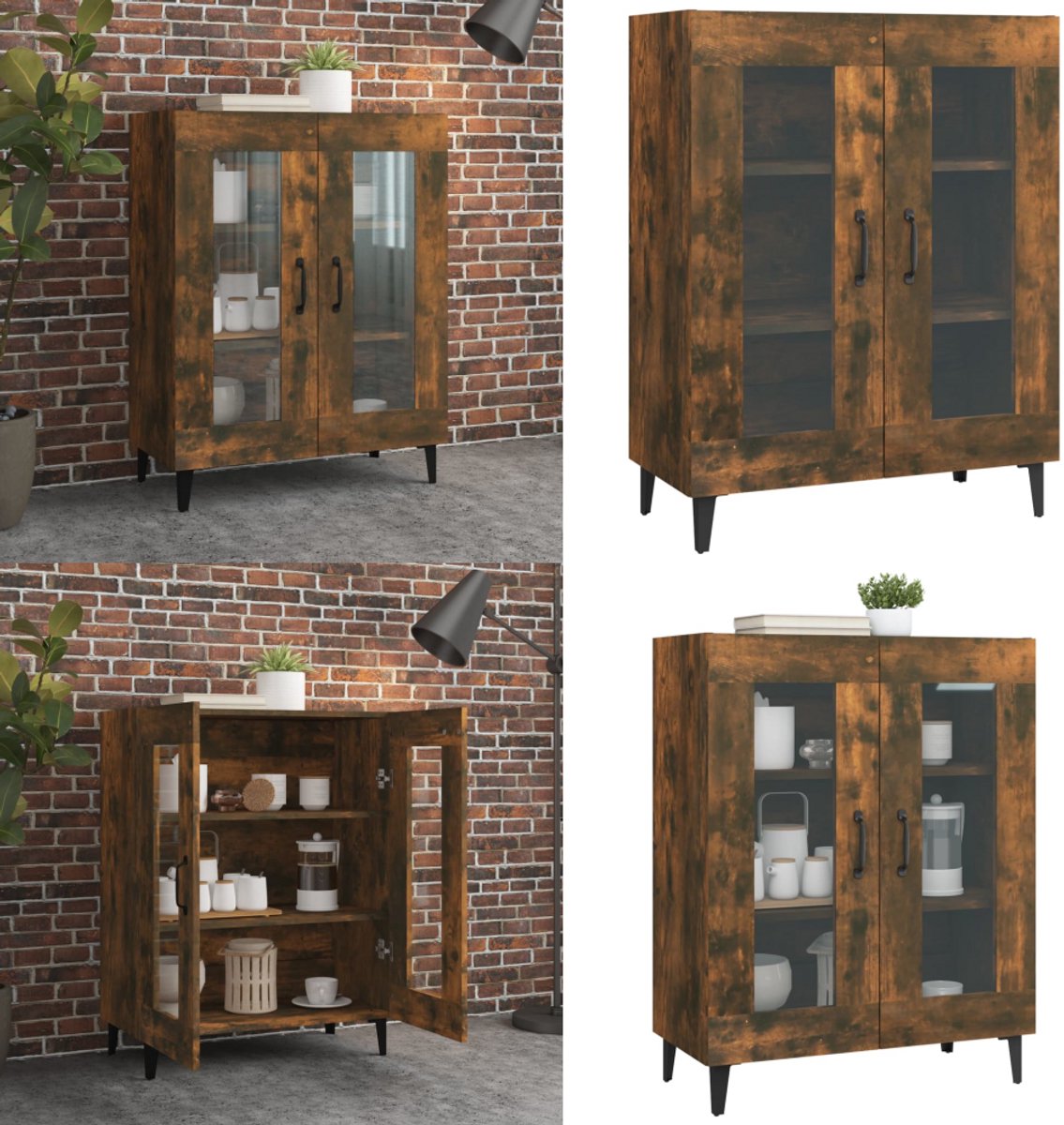 vidaXL Dressoir 69,5x34x90 cm bewerkt hout gerookt eikenkleurig - Dressoir - Dressoirs - Kast - Wandkast
