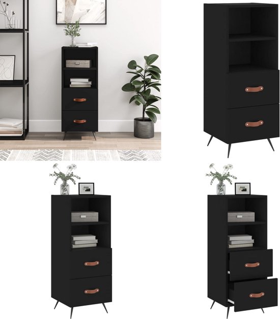 vidaXL Dressoir 69,5x34x90 cm bewerkt hout bruin eikenkleur, opbergkast, dressoir kast, zwart dressoir, wandkast, dressoir zwart, dressoir wit