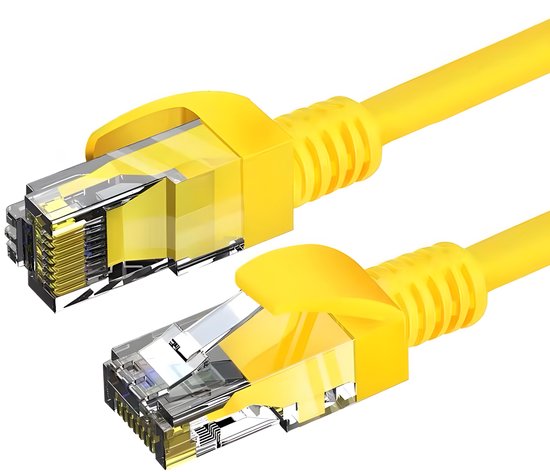 Rainbecom - Câble Internet 1,5 mètre - CAT5E - Câble patch - UTP CCA - Câble - Câble Ethernet - RJ45 - Câble LAN - Câble réseau - Jaune