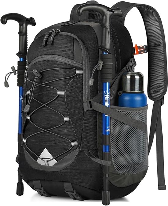 Nerlion Wandelrugzak, 40 liter, reisrugzak voor heren en dames, waterdicht, outdoor, wandelen, dagrugzak, lichtgewicht rugzak, Donker Groen, 40L