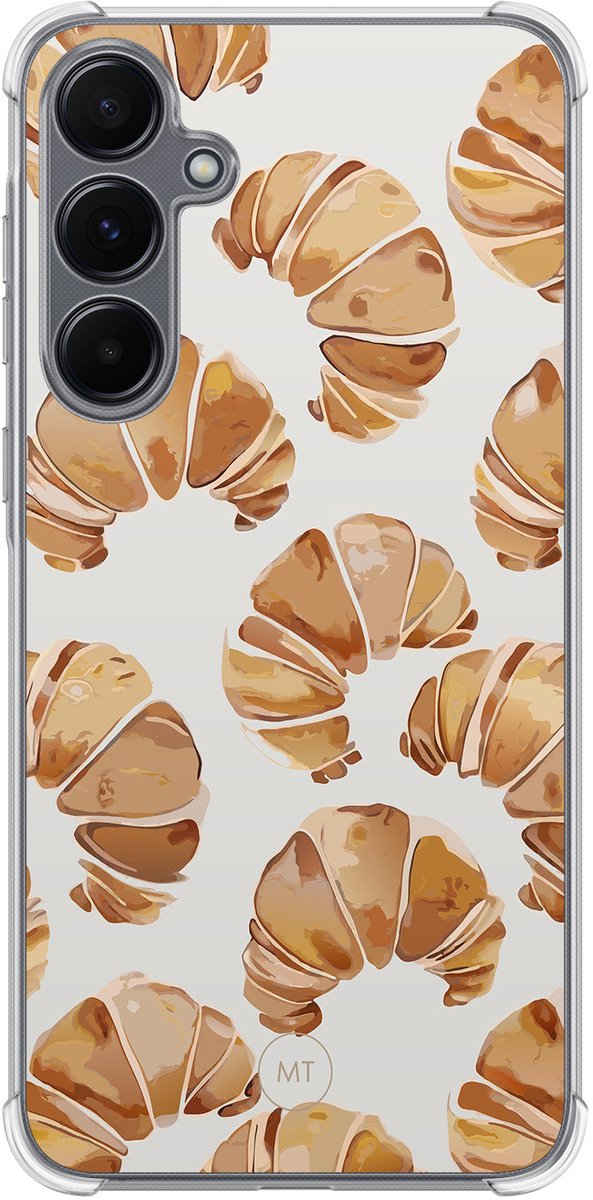 Hoesje (shockproof) geschikt voor Samsung Galaxy A55 - Croissant - Extra sterke case - TPU/polycarbonaat - Print - Beige, Transparant