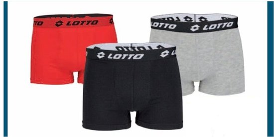 Lotto set van 3 boxers voor mannen - katoen - Zwart - rood - blauw - Maat XL 3st