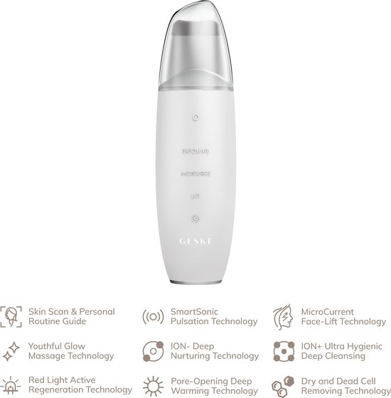 Foto: Geske smartappguided microcurrent skin scrubber blackhead remover 9 in 1 tools huidverzorging gezichtsreiniging anti aging en reiniging professionele facelift mee eter verwijderaar