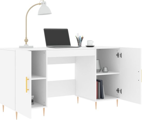 vidaXL Bureau 140x50x75 cm - Zwart Bewerkt Hout Industriële Bureau - Houten Bureau