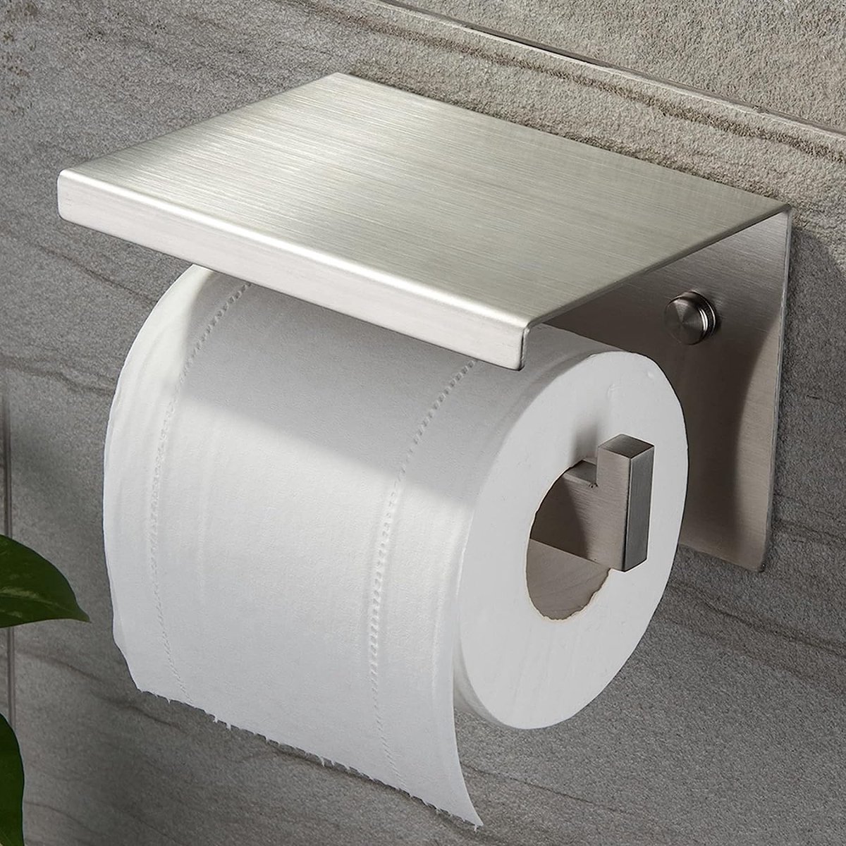 Toiletpapierhouder zonder boren met legplank - wc-rolhouder om te ...