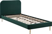 Bed Grace Groen - Velours - 90x200cm - Met lattenbodem - Hoogte 91 cm