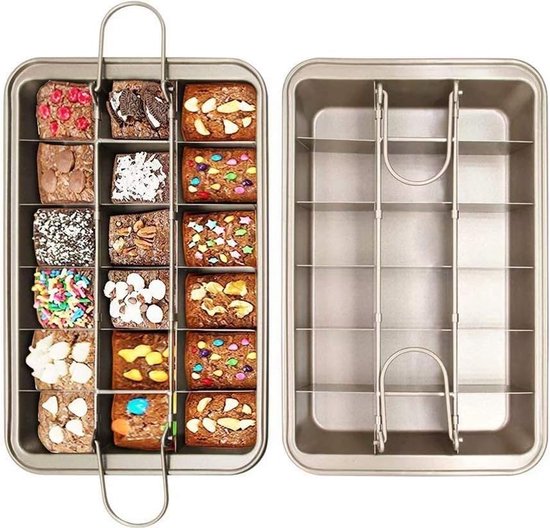 Brownie bakblik bakplaat Brownie plaat cakevorm met scheidingswanden Afmetingen: 31 x 20 x 4.9 cm