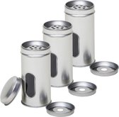 3x Pots à épices ronds en argent avec étaleur 10 cm - Tartineur à épices - Pots à épices - Boîte à épices