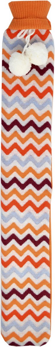Goedkoopste Vagabond Warmwaterkruik - Long Bottle - Natuurrubber - (Afmeting 77 cm. lang x 12 cm. breed) - Zig Zag Ochre - in luxe geschenkdoos