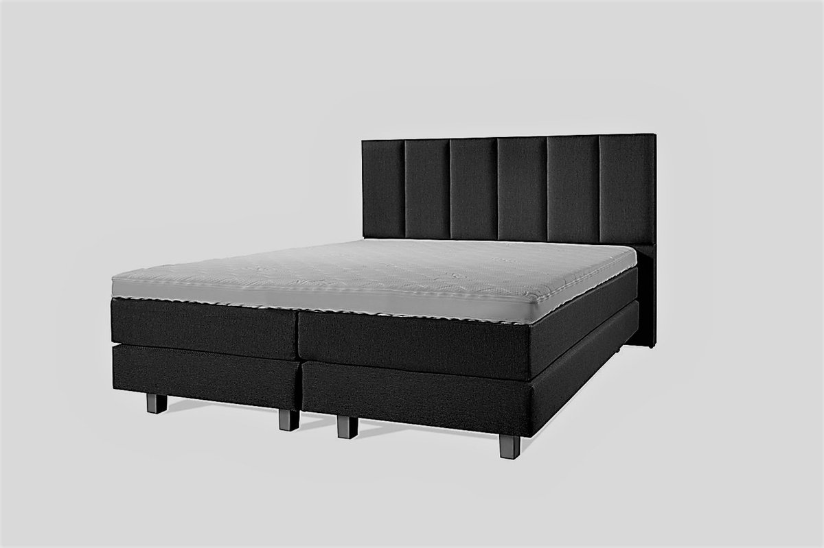 Boxspring Luxe 160x200 Vertical Zwart Lederlook