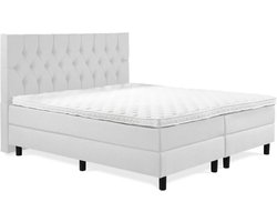 Boxspring Luxe 140x200 Capiton Wit Lederlook